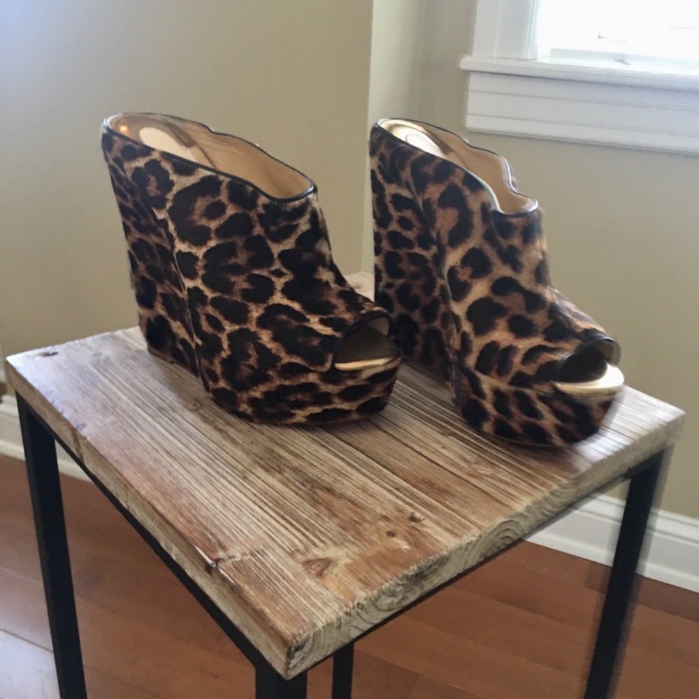 Christian Louboutin women’s leopard wedge shoes